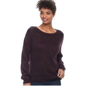 New Purple Sparkle Cable Knit Sweater